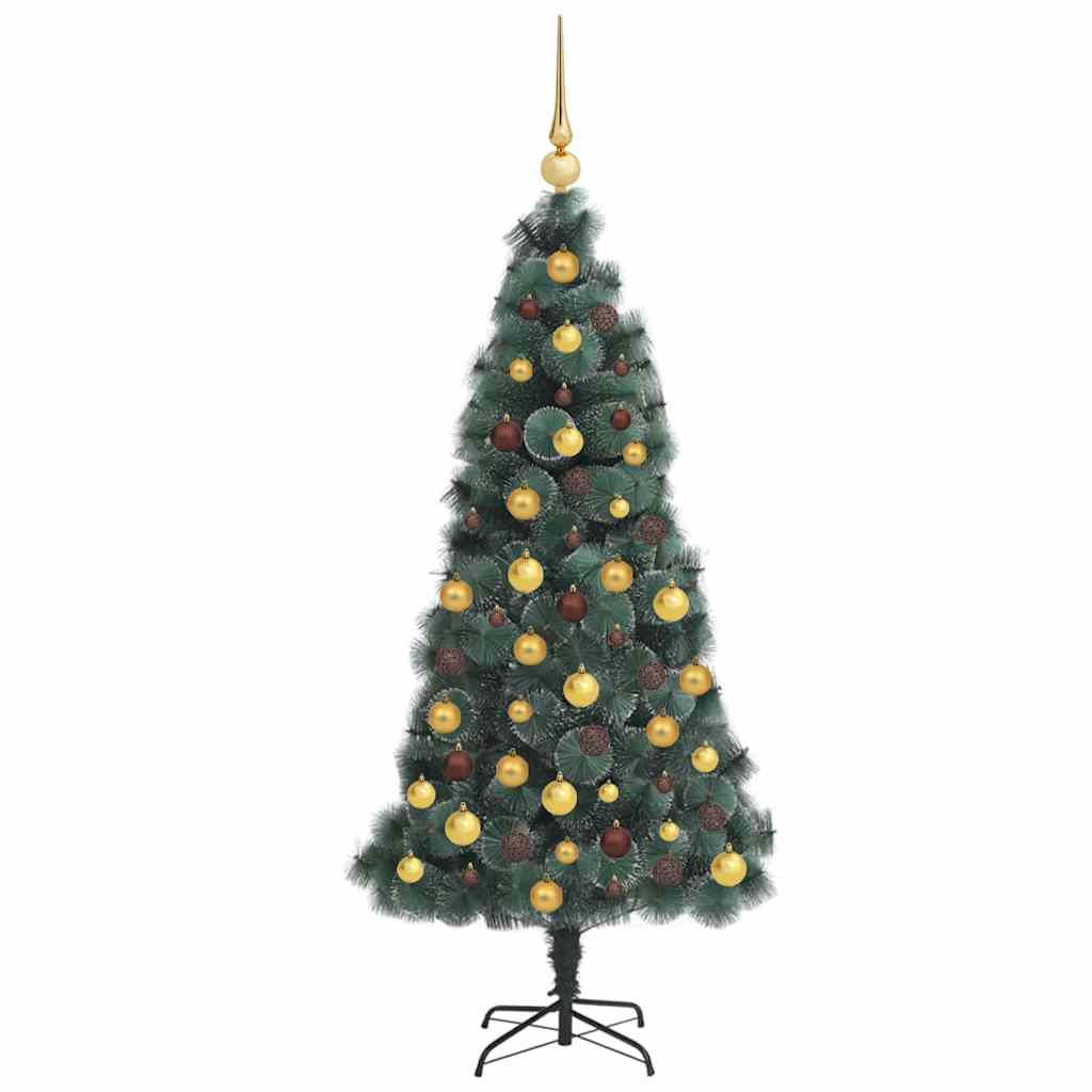 Albero di Natale Artificiale Pre-illuminato con Set di Palline
