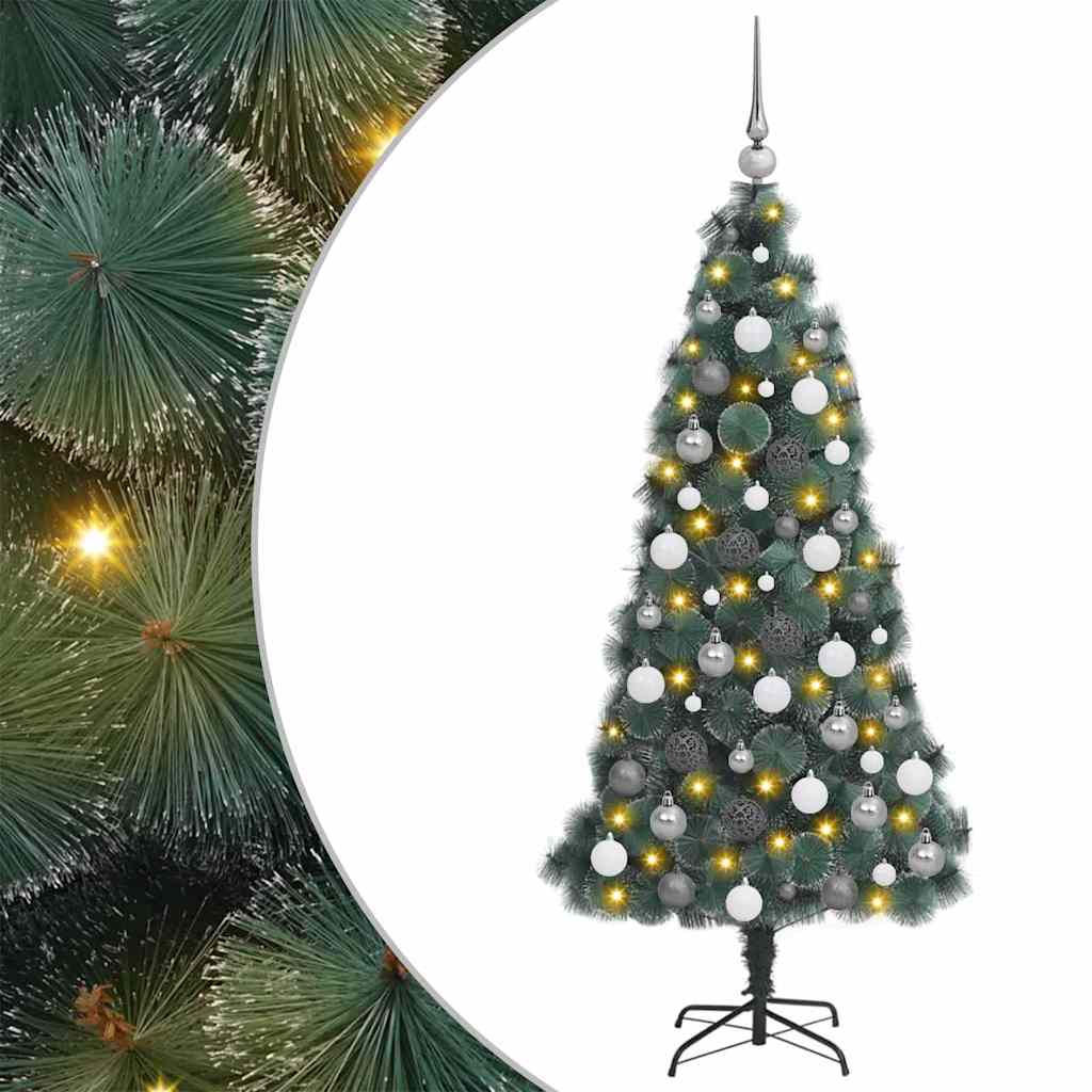 Albero di Natale artificiale preilluminato con set di palline
