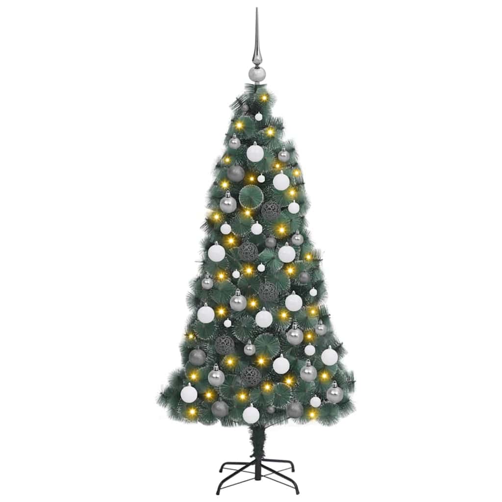Albero di Natale artificiale preilluminato con set di palline