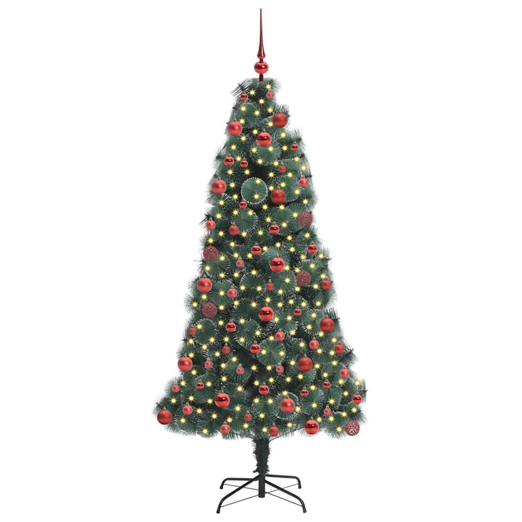 Albero di Natale artificiale preilluminato con set di palline