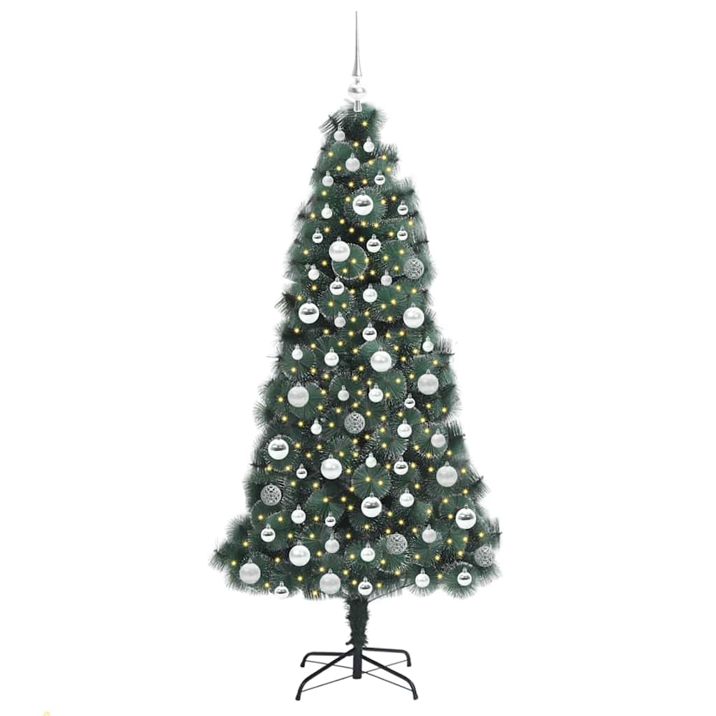 Albero di Natale artificiale preilluminato con set di palline