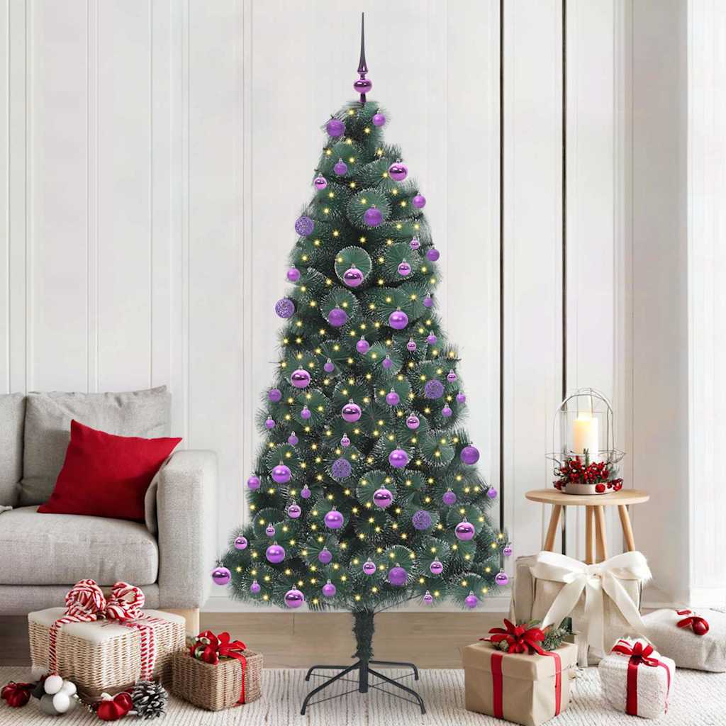 Albero di Natale artificiale pre-illuminato con set di palline
