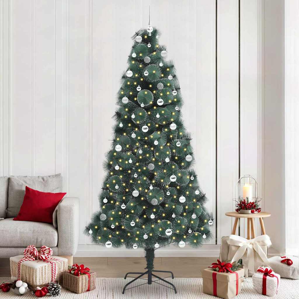 Albero di Natale artificiale preilluminato con set di palline