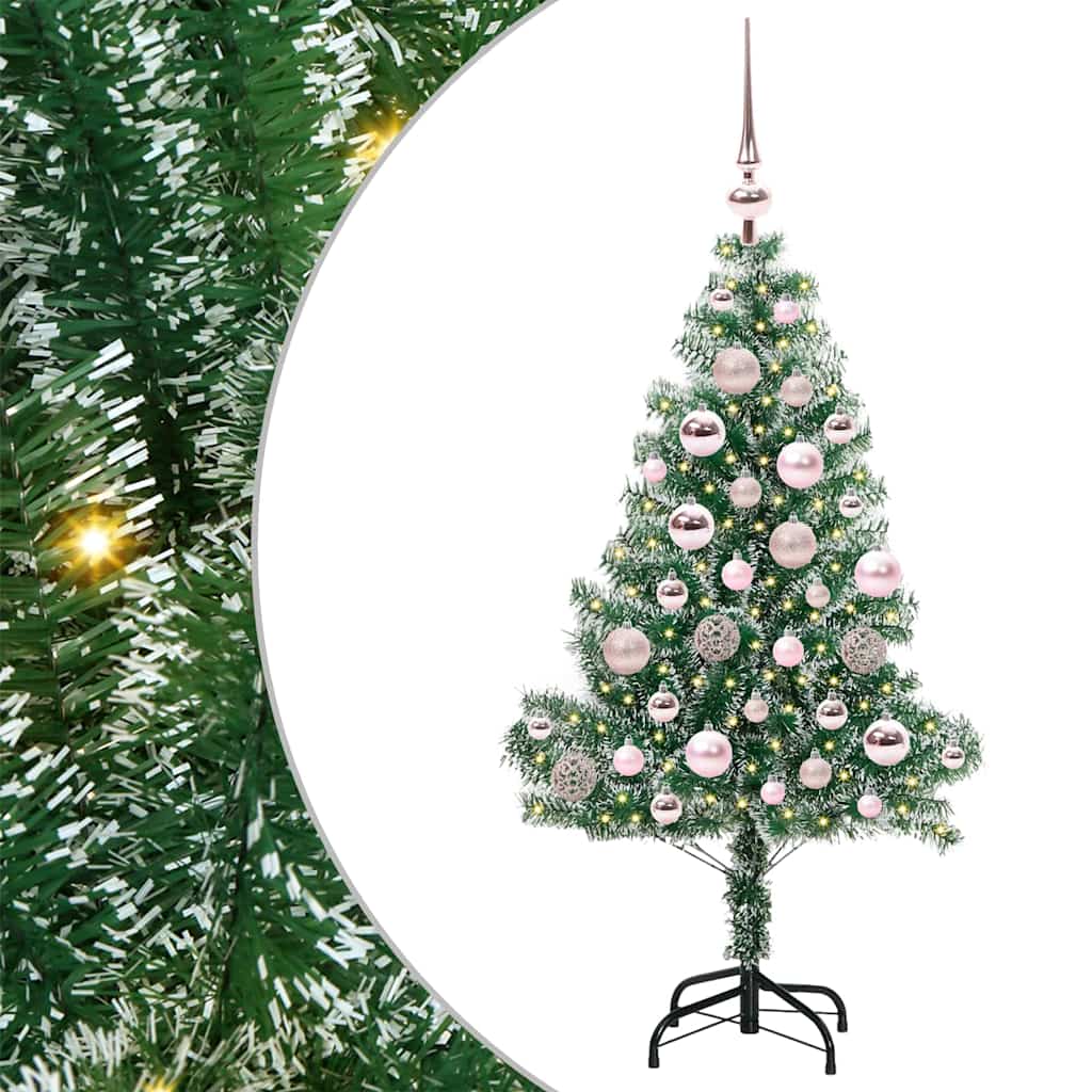 Albero di Natale Artificiale Imbiancato con Luci LED 120 cm