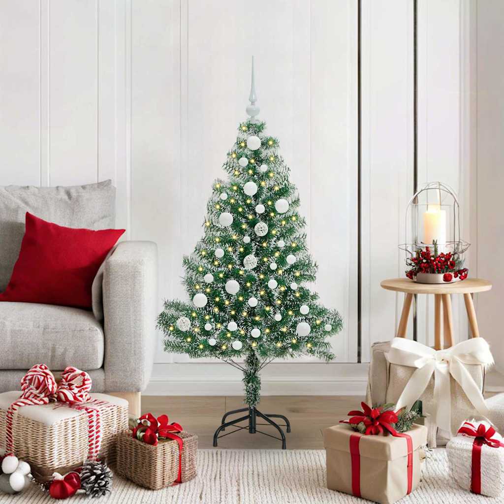 Albero di Natale Artificiale Imbiancato con Luci LED 120 cm