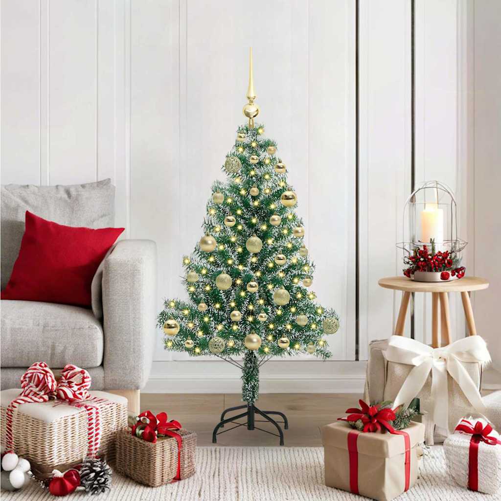 Albero di Natale Artificiale Imbiancato con Luci LED 120 cm