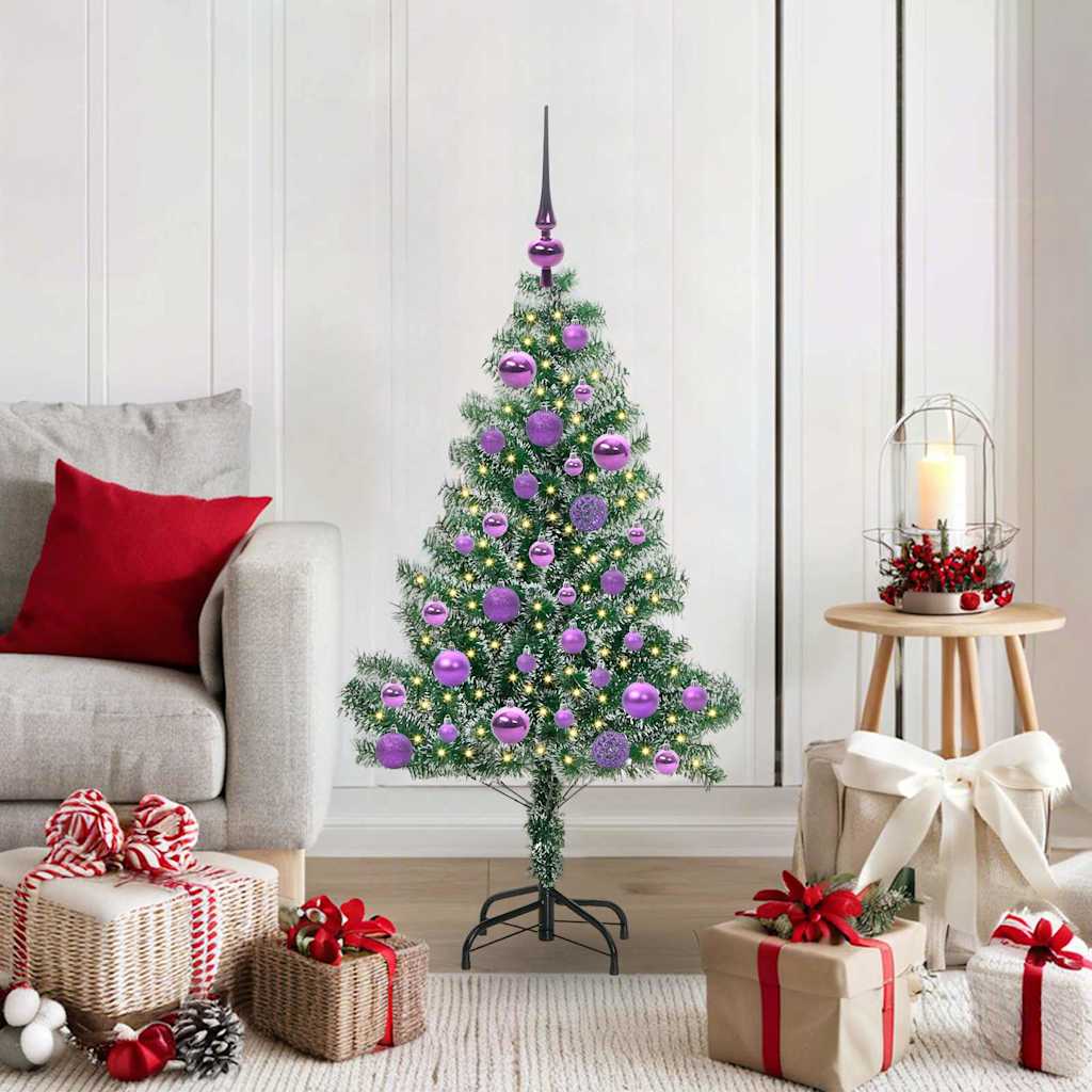 Albero di Natale Artificiale Imbiancato con Luci LED 120 cm