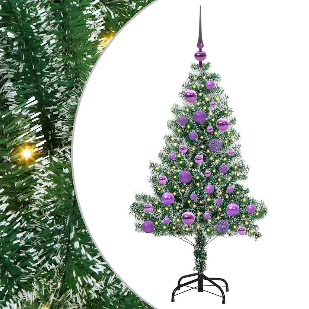 Albero di Natale Artificiale Imbiancato con Luci LED 120 cm