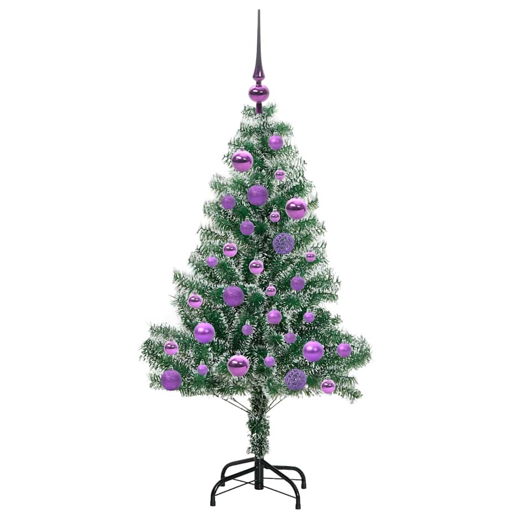 Albero di Natale Artificiale Imbiancato con Luci LED 120 cm