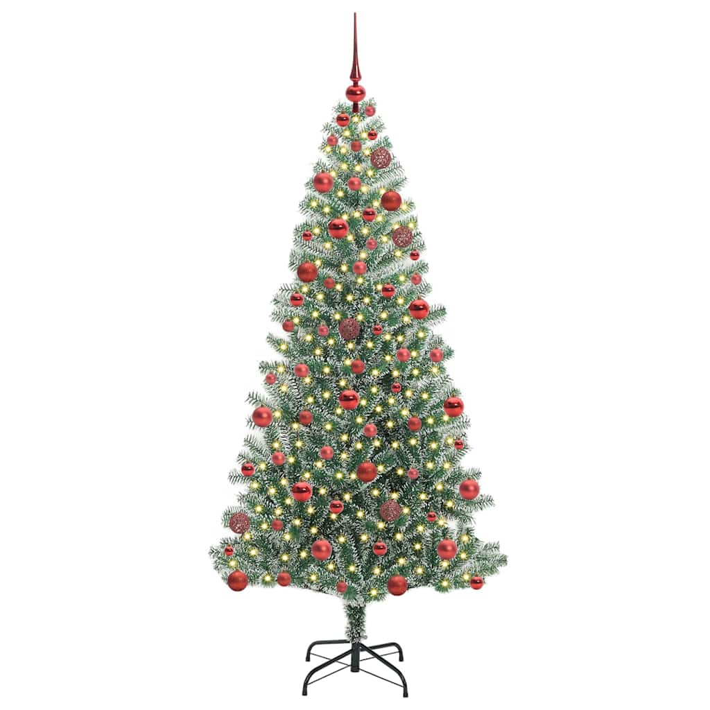 Albero di Natale Artificiale Imbiancato con Luci LED 180 cm