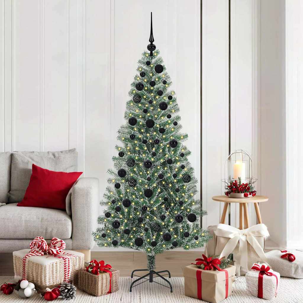 Albero di Natale Artificiale Imbiancato con Luci LED 180 cm