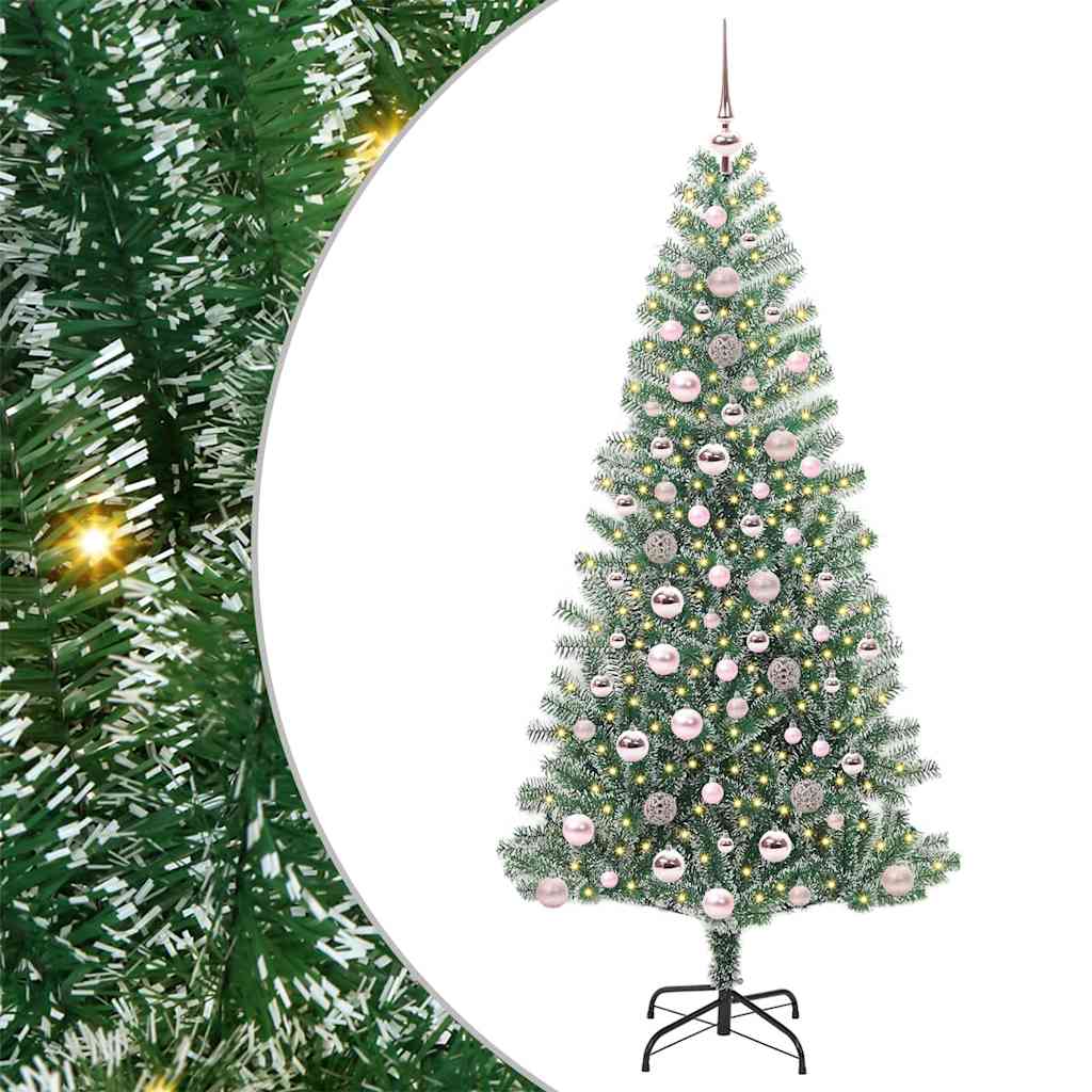 Albero di Natale Artificiale Imbiancato con Luci LED 180 cm