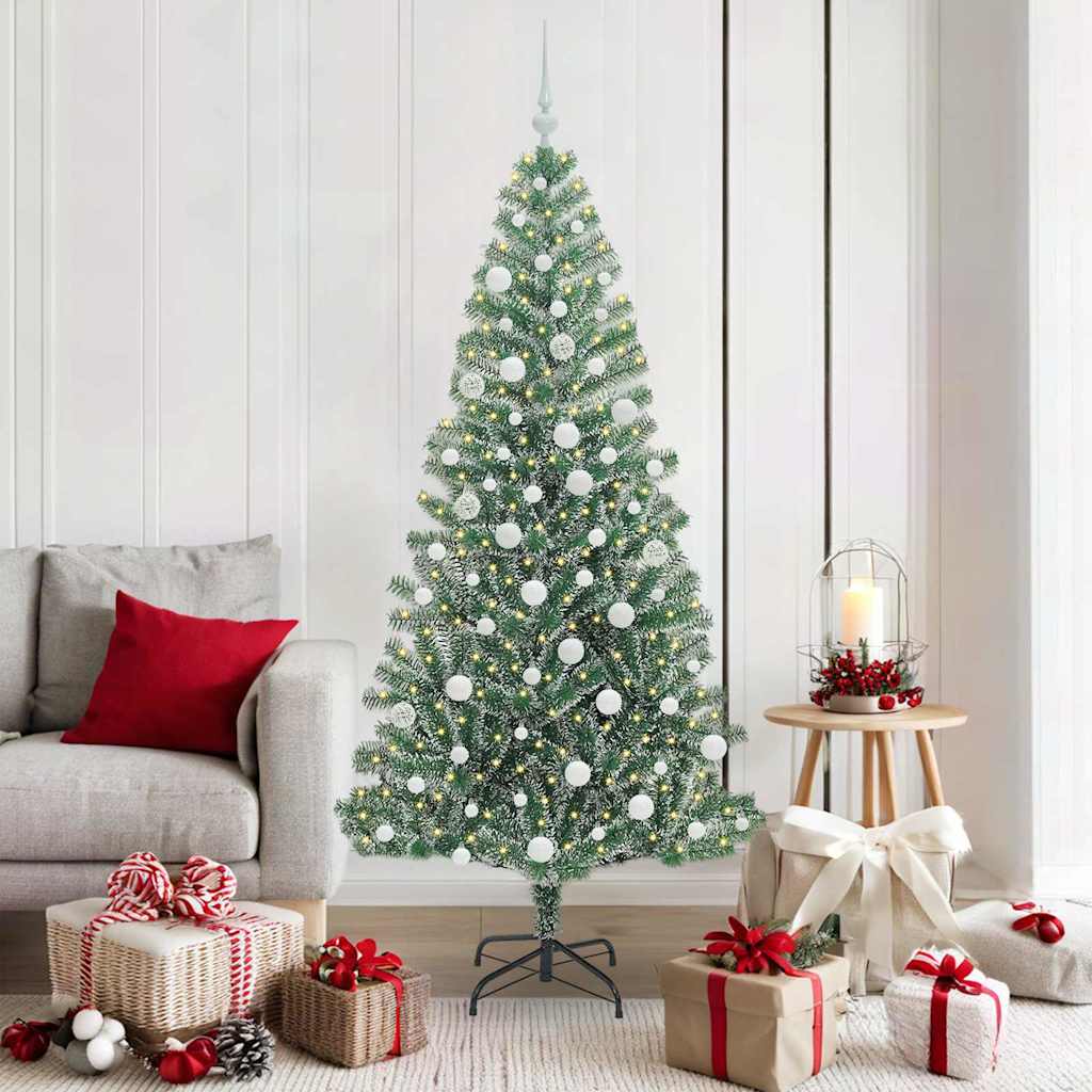 Albero di Natale Artificiale Imbiancato con Luci LED 180 cm