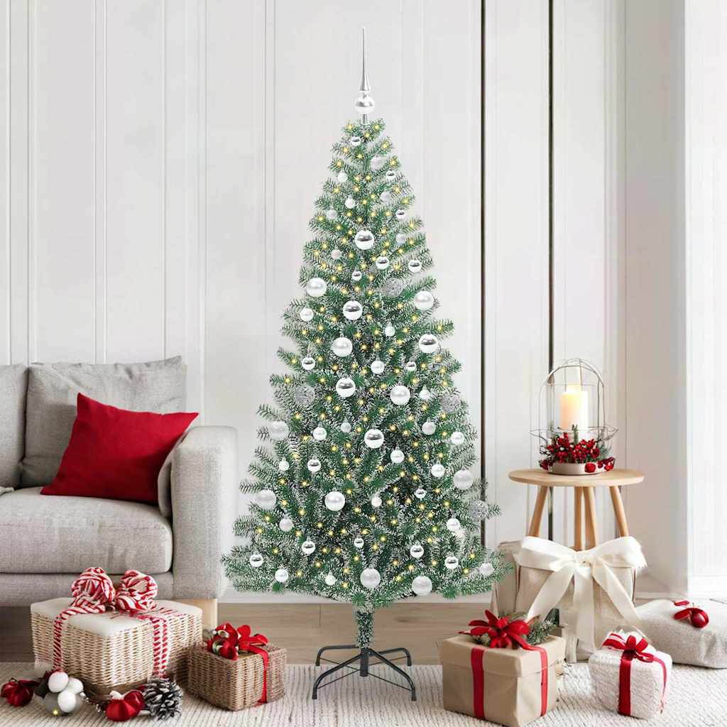 Albero di Natale Artificiale Imbiancato con Luci LED 180 cm