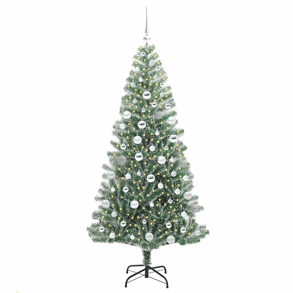 Albero di Natale Artificiale Imbiancato con Luci LED 180 cm