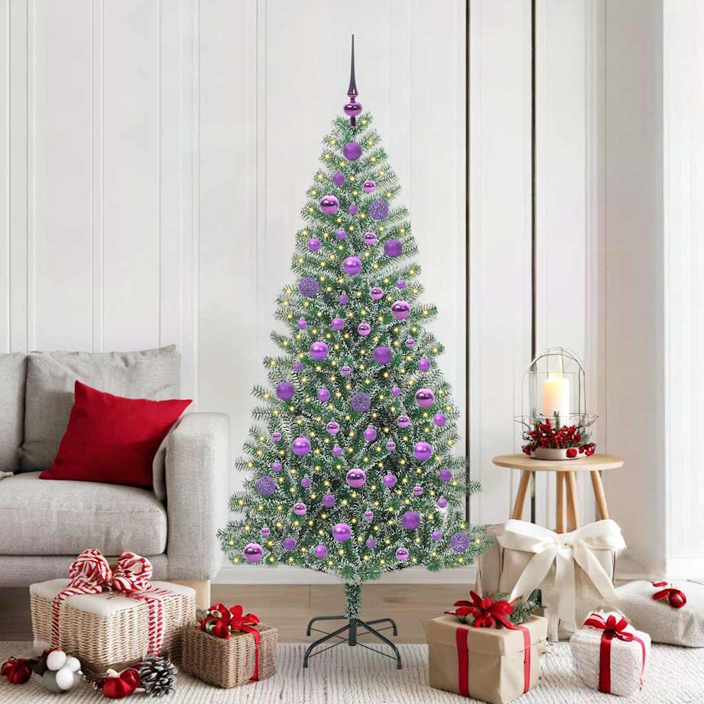 Albero di Natale Artificiale Imbiancato con Luci LED 180 cm