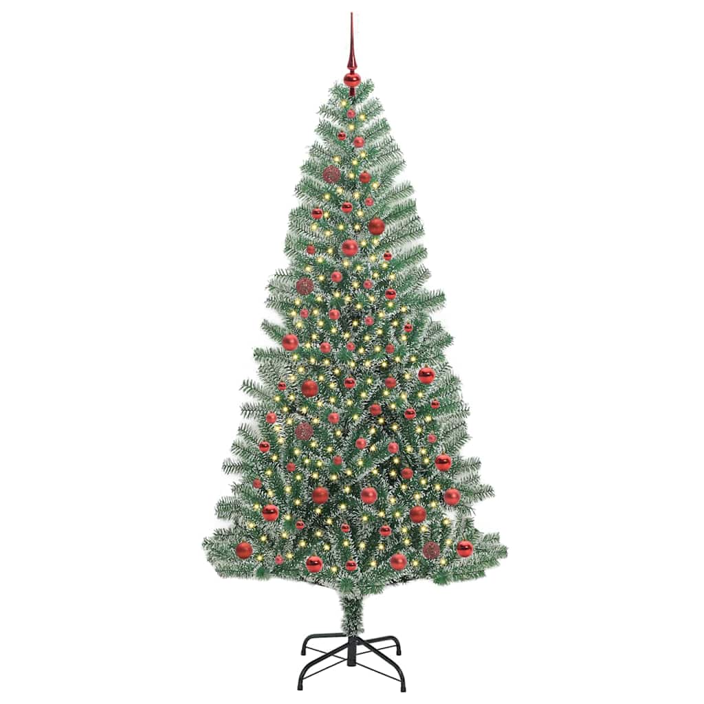 Albero di Natale Artificiale Imbiancato con Luci LED 210 cm