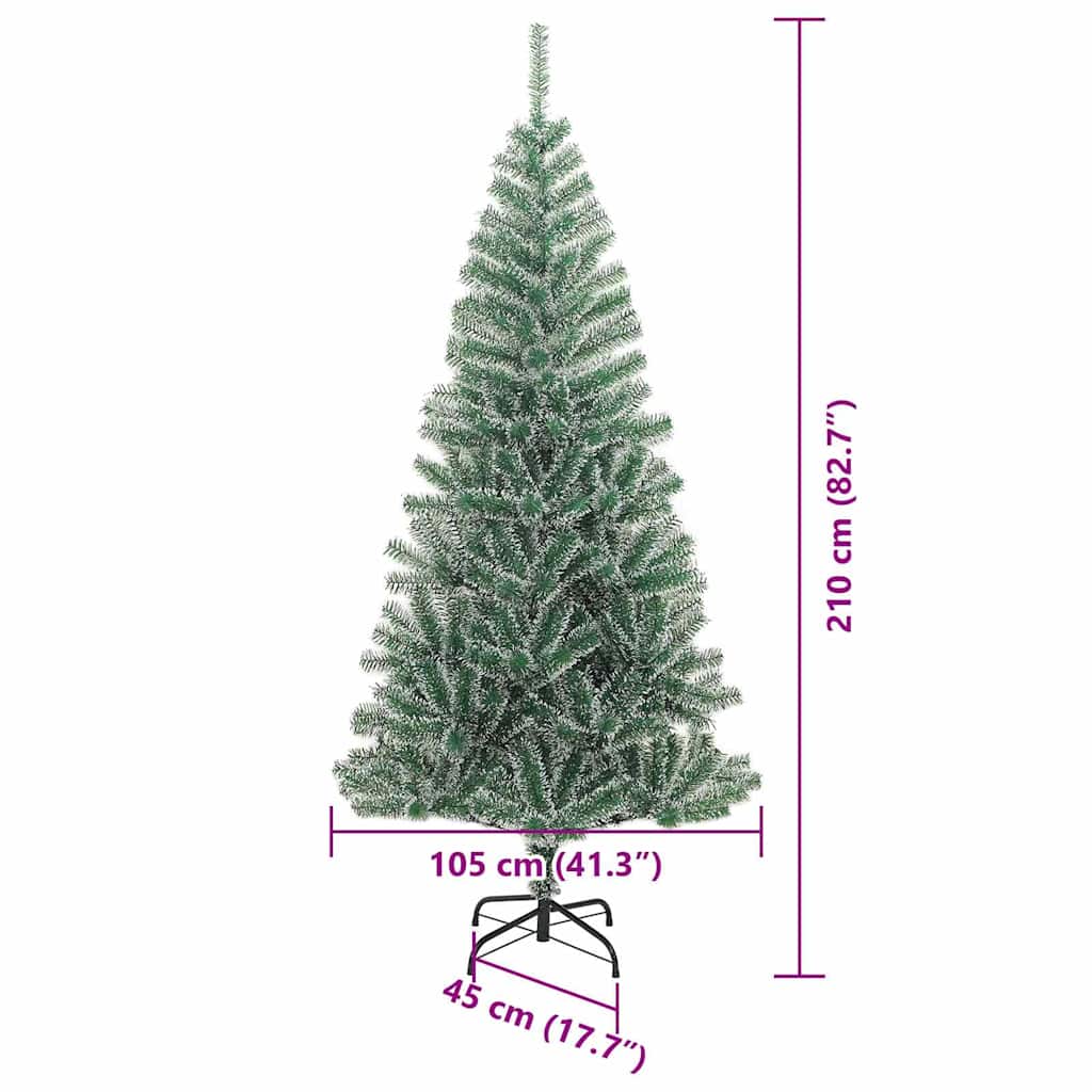 Albero di Natale Artificiale Imbiancato con Luci LED 210 cm