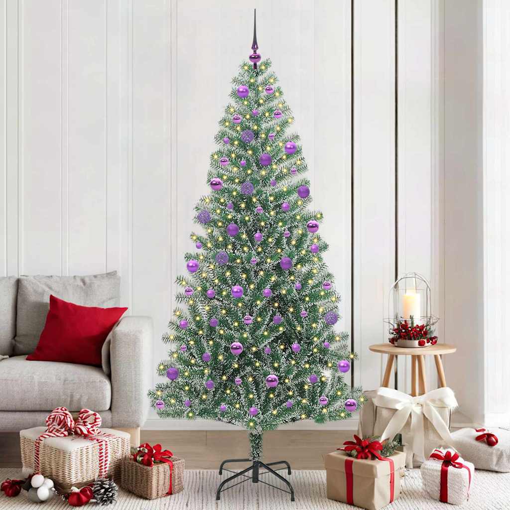 Albero di Natale Artificiale Imbiancato con Luci LED 210 cm