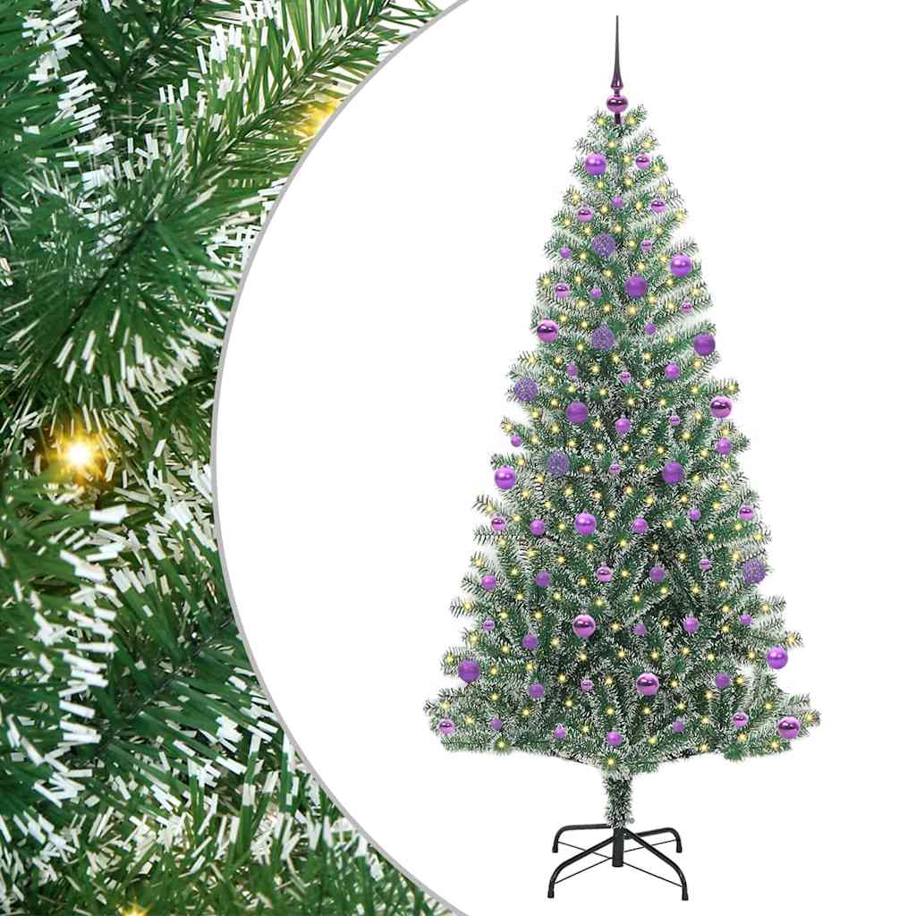 Albero di Natale Artificiale Imbiancato con Luci LED 210 cm