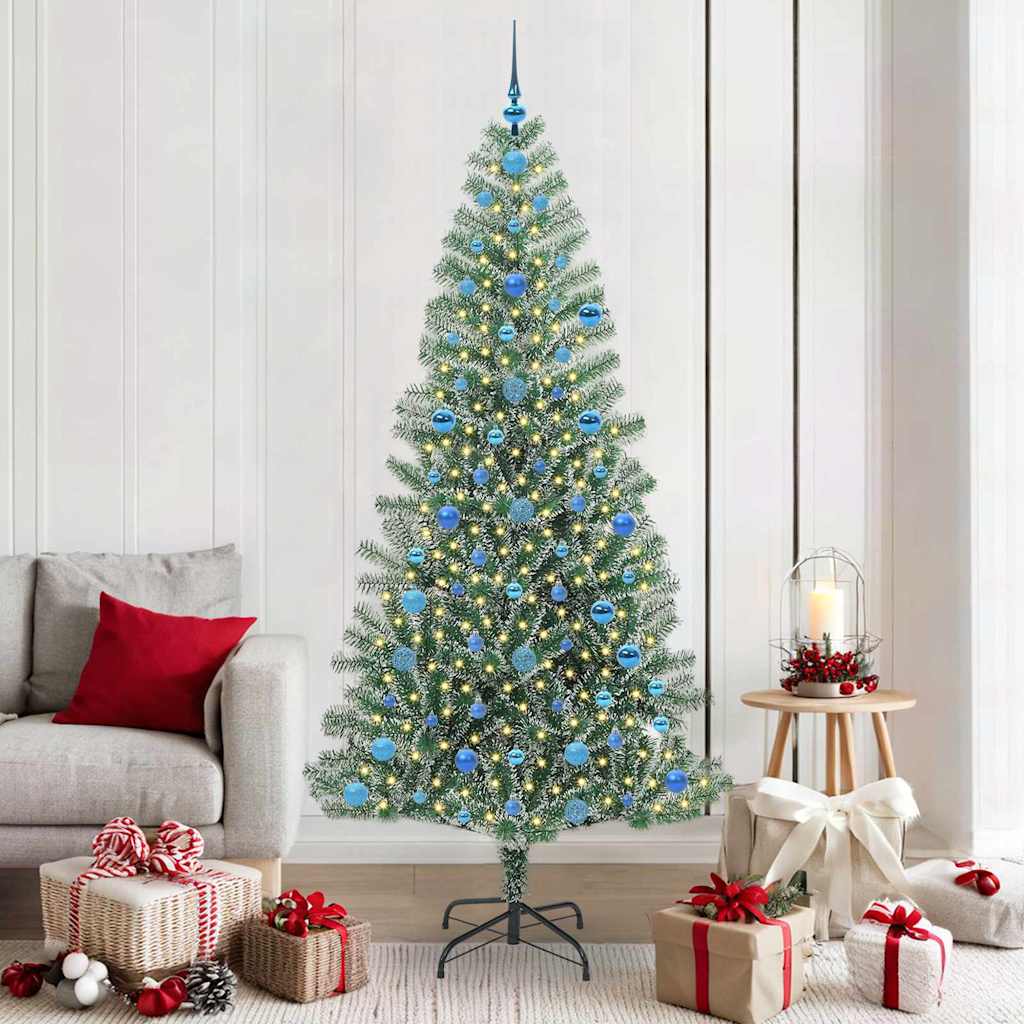 Albero di Natale Artificiale Imbiancato con Luci LED 210 cm