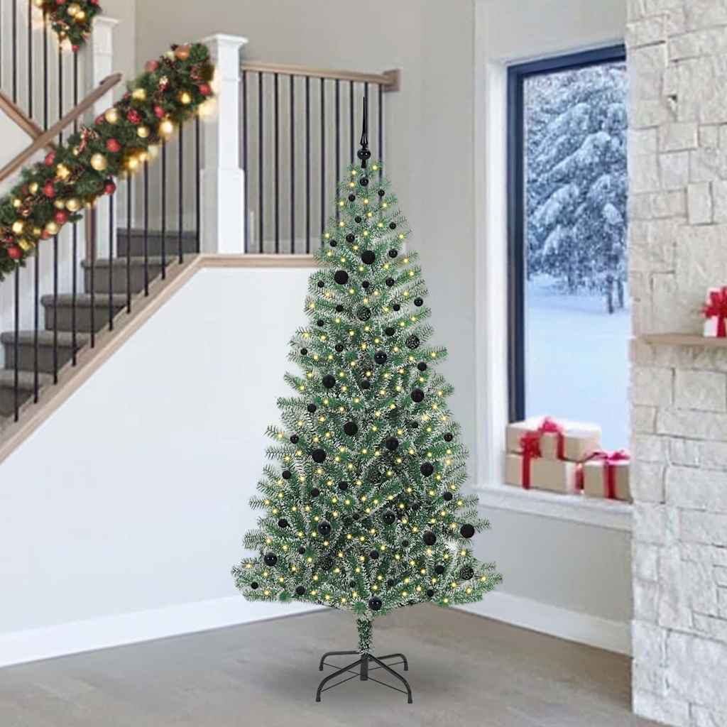 Albero di Natale Artificiale Imbiancato con Luci LED 240 cm