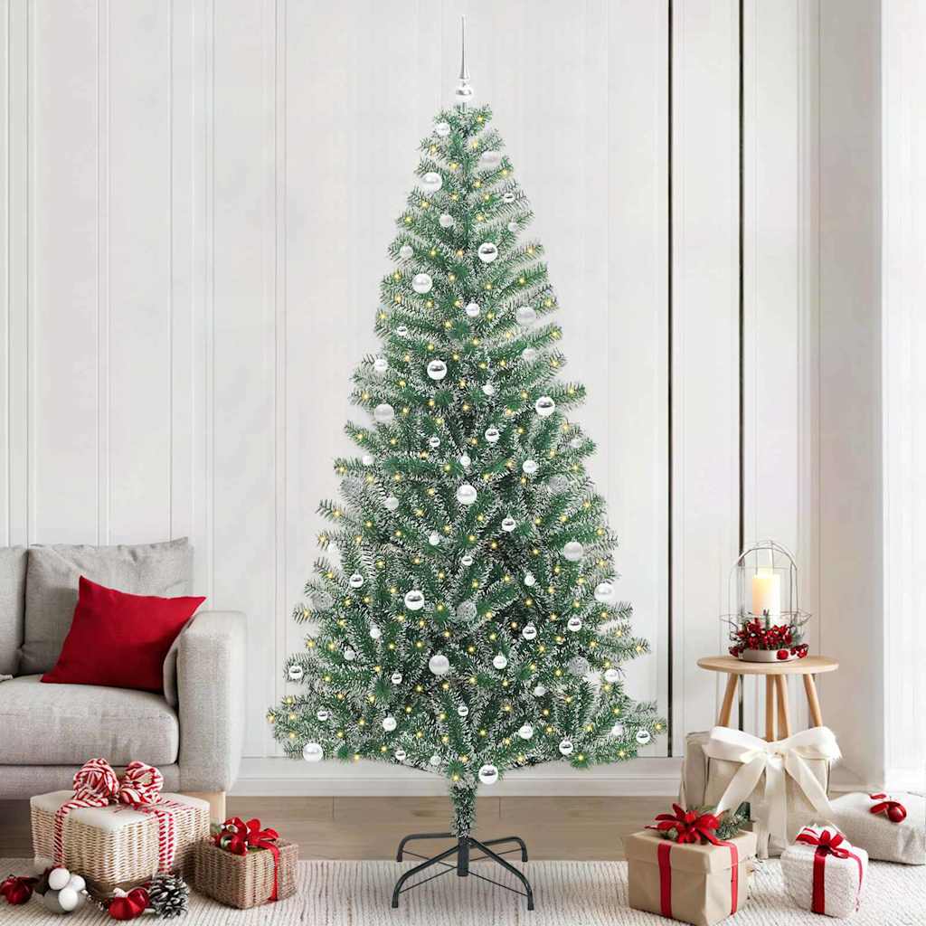 Albero di Natale Artificiale Imbiancato con Luci LED 240 cm