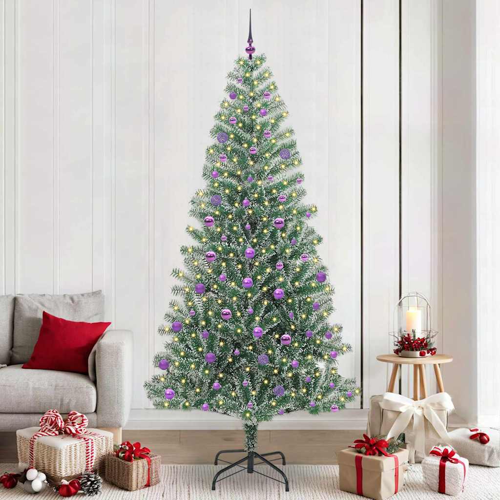 Albero di Natale Artificiale Imbiancato con Luci LED 240 cm