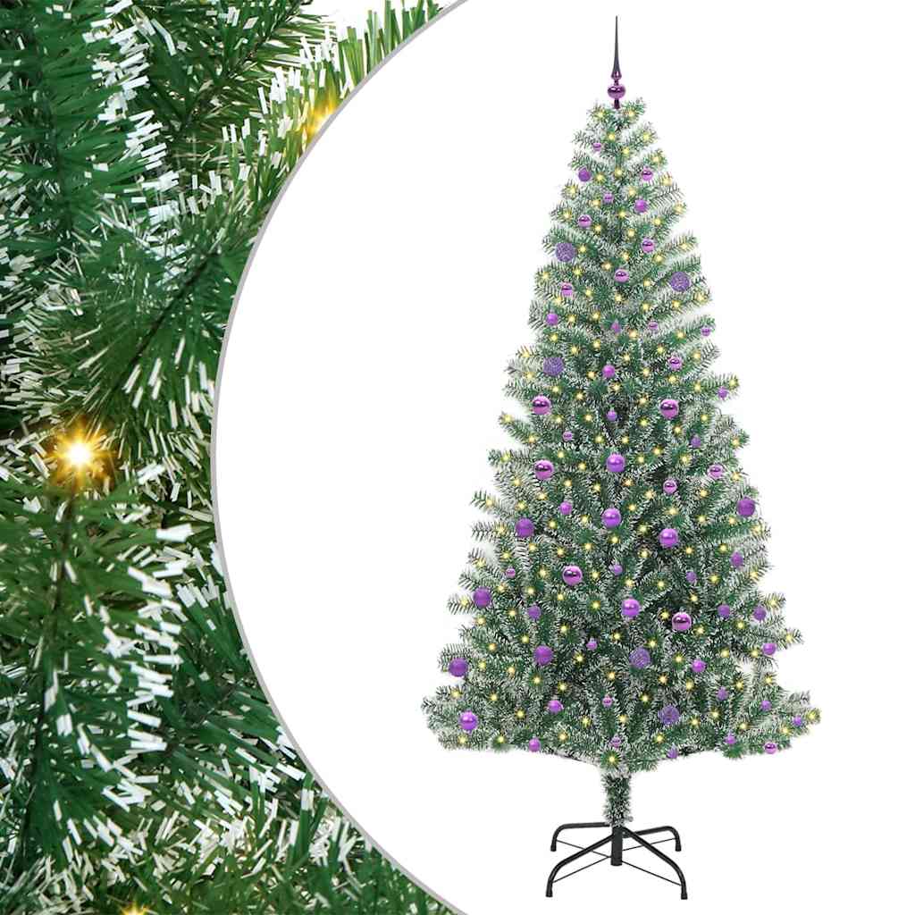 Albero di Natale Artificiale Imbiancato con Luci LED 240 cm