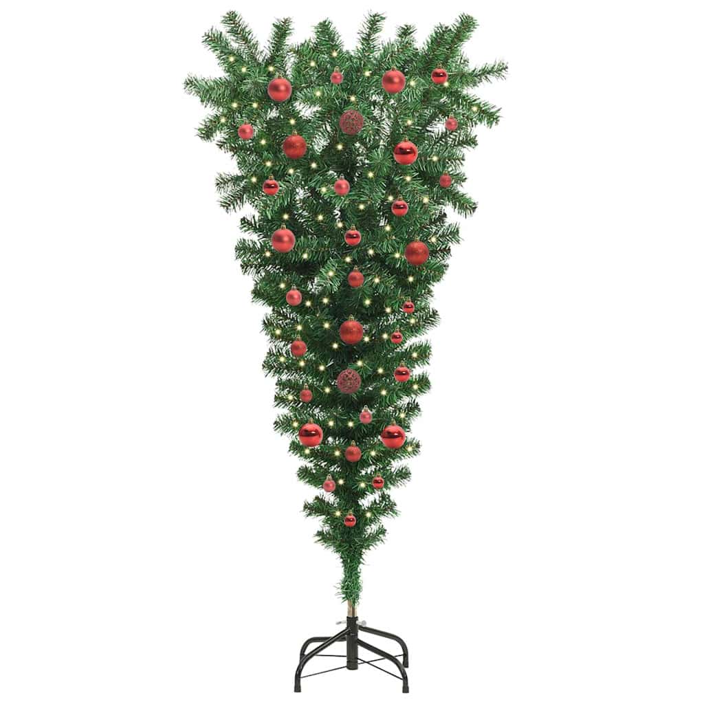 Albero di Natale artificiale pre-illuminato rovesciato con set di palline