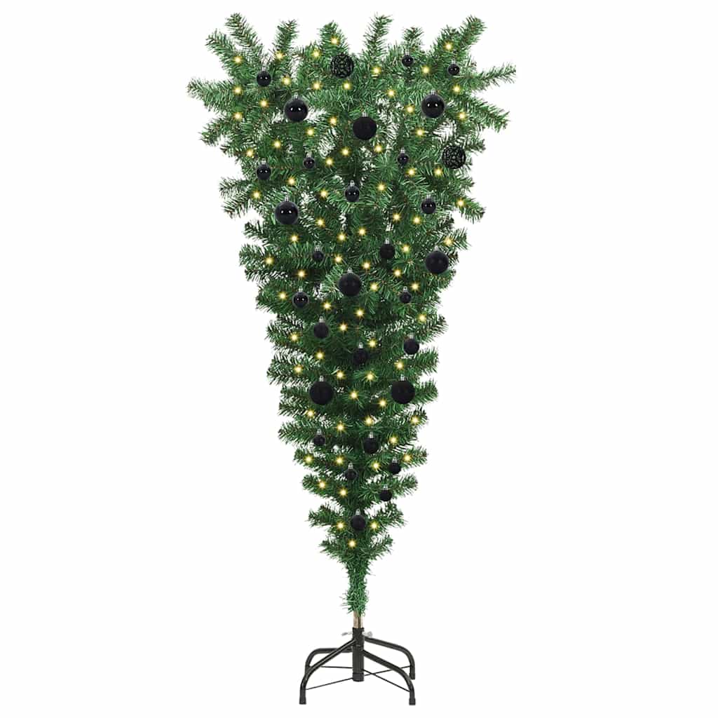 Albero di Natale artificiale pre-illuminato rovesciato con set di palline