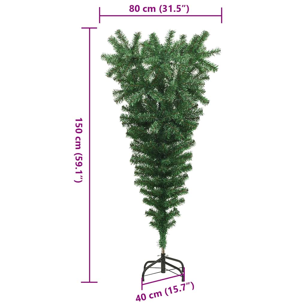 Albero di Natale artificiale preilluminato capovolto con set di palline