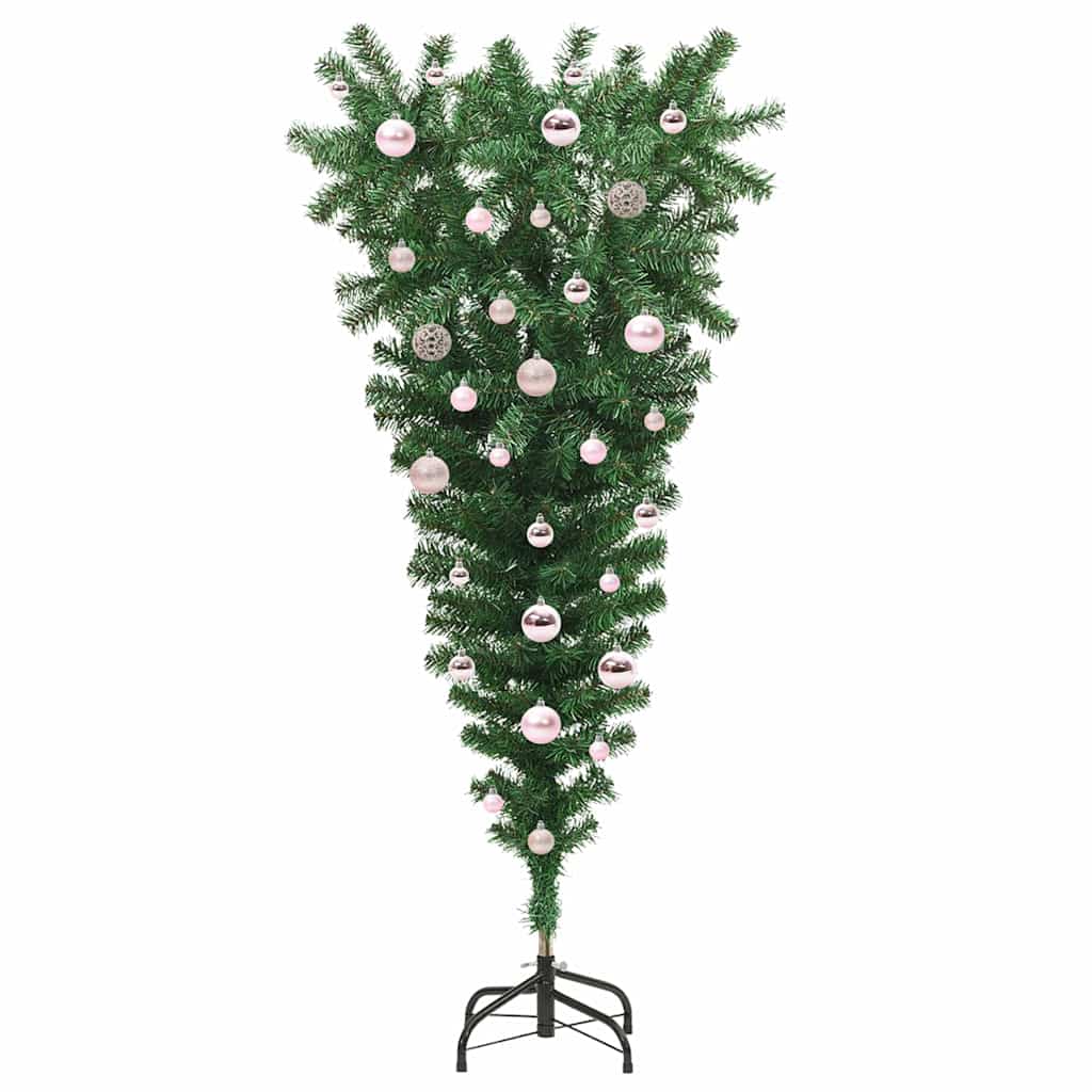 Albero di Natale artificiale preilluminato capovolto con set di palline