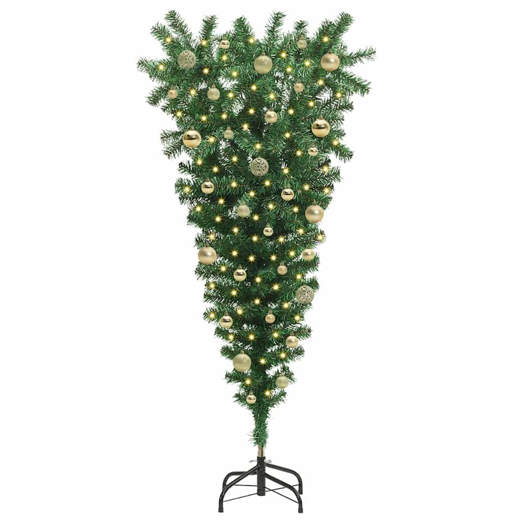 Albero di Natale artificiale pre-illuminato rovesciato con set di palline