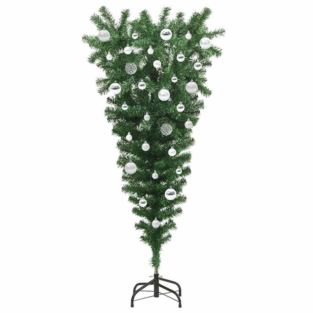 Albero di Natale artificiale preilluminato capovolto con set di palline