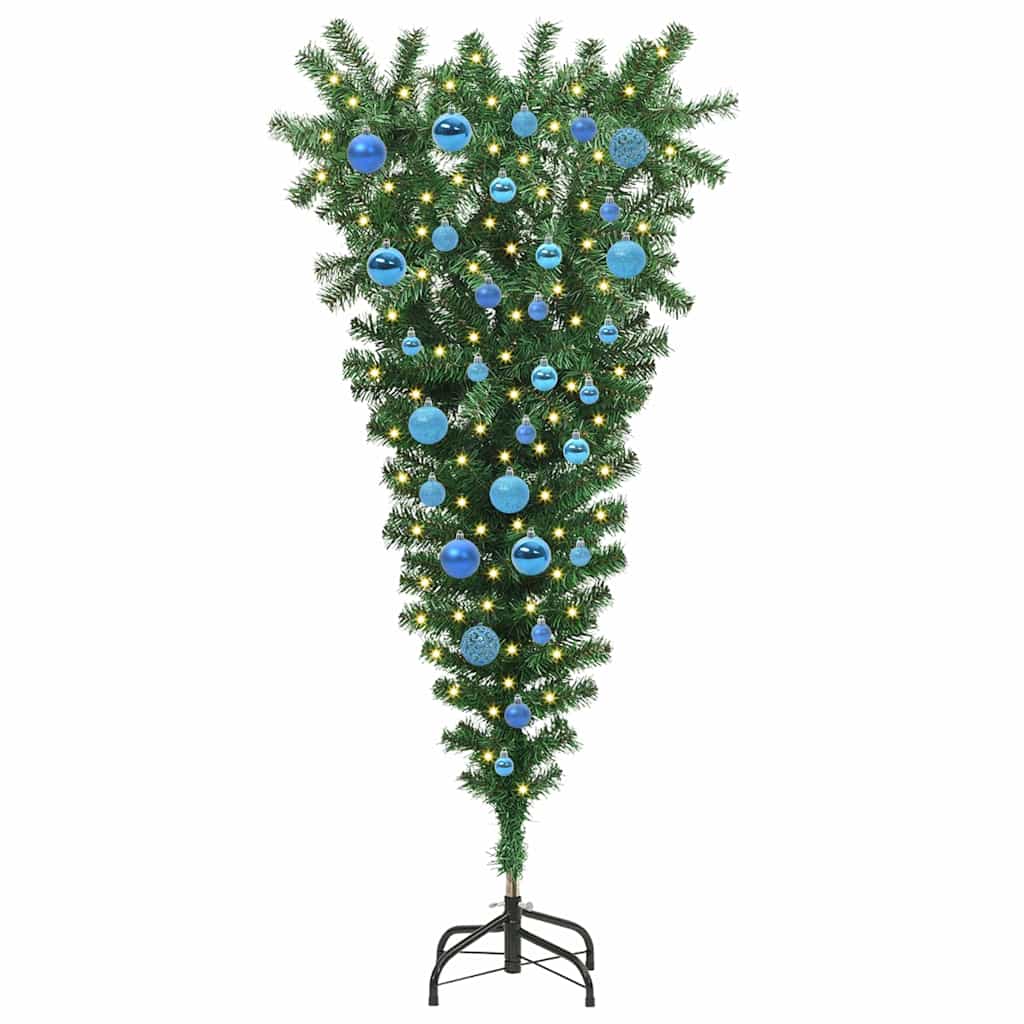 Albero di Natale artificiale pre-illuminato rovesciato con set di palline