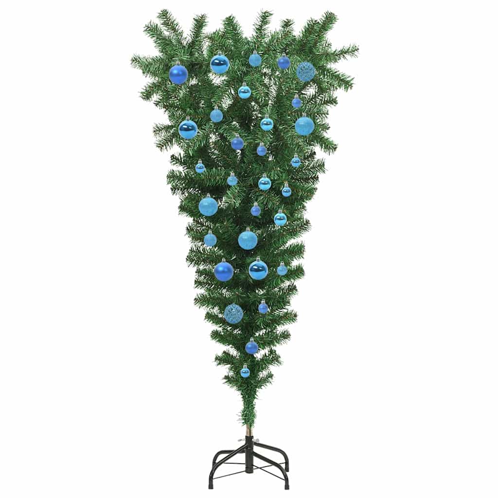 Albero di Natale artificiale pre-illuminato rovesciato con set di palline