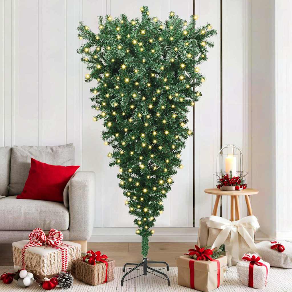 Albero di Natale artificiale pre-illuminato rovesciato Verde