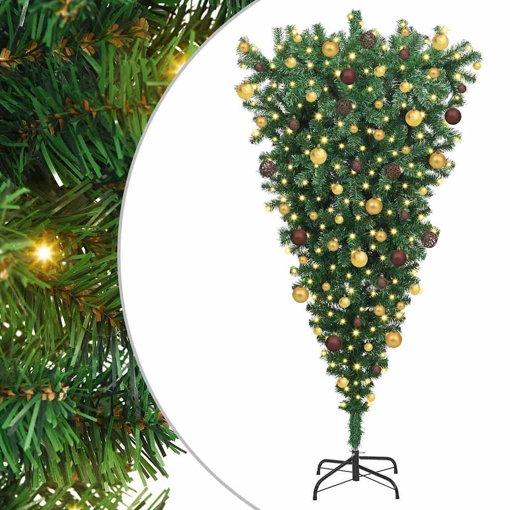 Albero di Natale artificiale pre-illuminato capovolto con set di palline