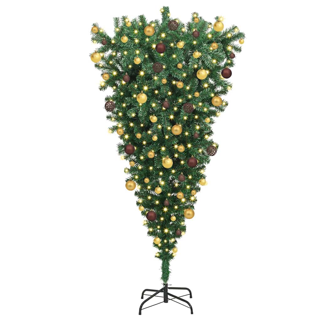 Albero di Natale artificiale pre-illuminato capovolto con set di palline