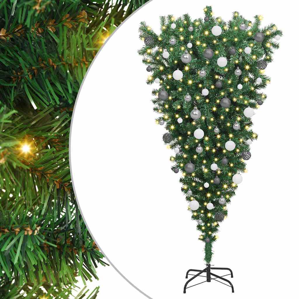 Albero di Natale artificiale pre-illuminato rovesciato con set di palline