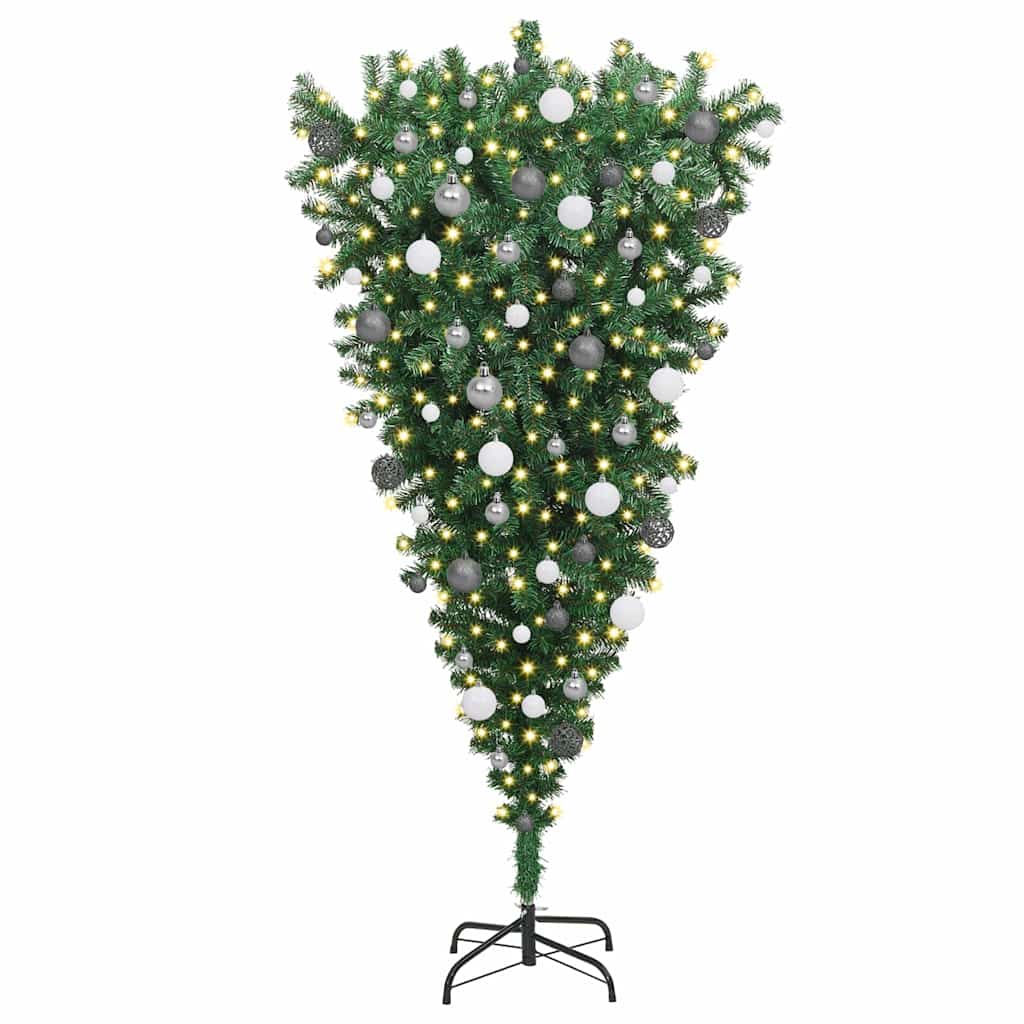 Albero di Natale artificiale pre-illuminato rovesciato con set di palline