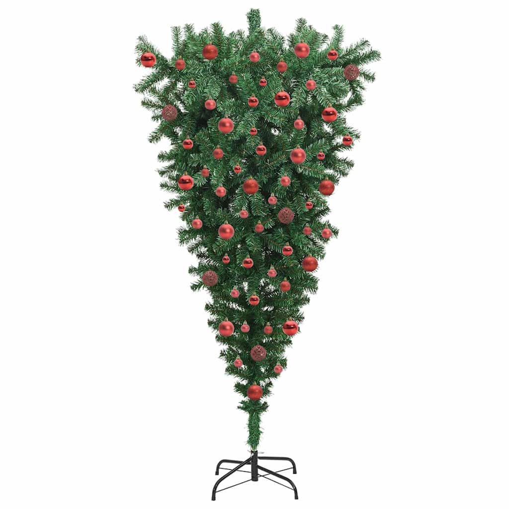 Albero di Natale Artificiale Pre-illuminato Sottosopra con Set di Palline