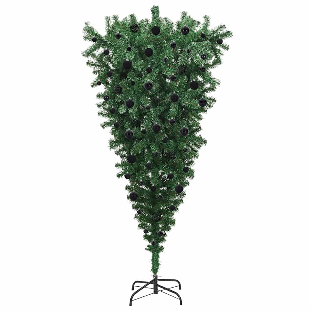 Albero di Natale artificiale preilluminato capovolto con set di palline