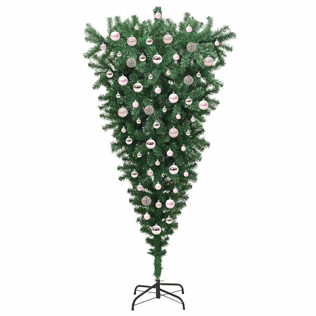 Albero di Natale artificiale pre-illuminato rovesciato con set di palline