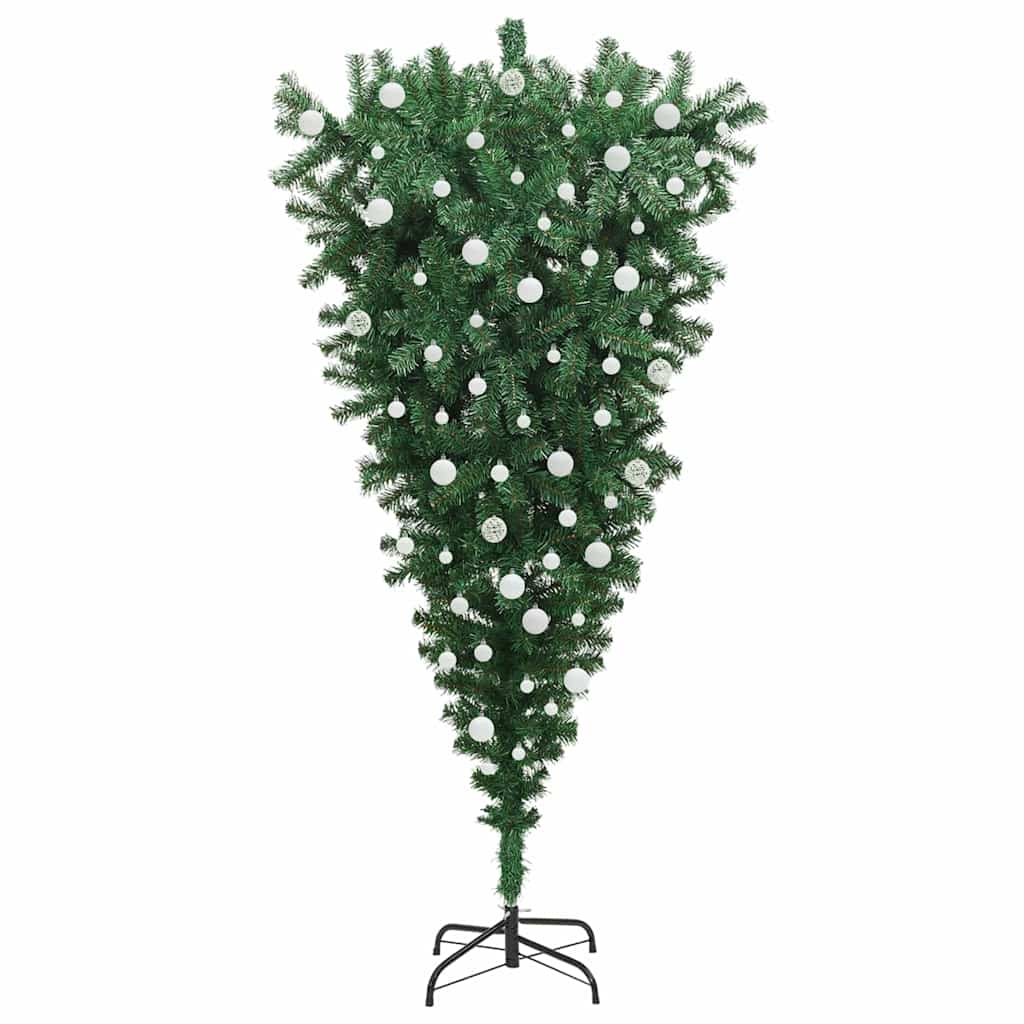 Albero di Natale Artificiale Pre-illuminato Capovolto con Set di Palline