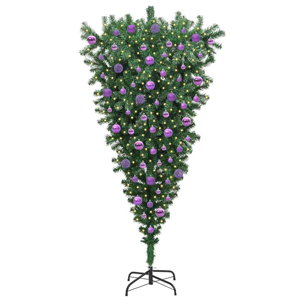 Albero di Natale artificiale preilluminato capovolto con set di palline