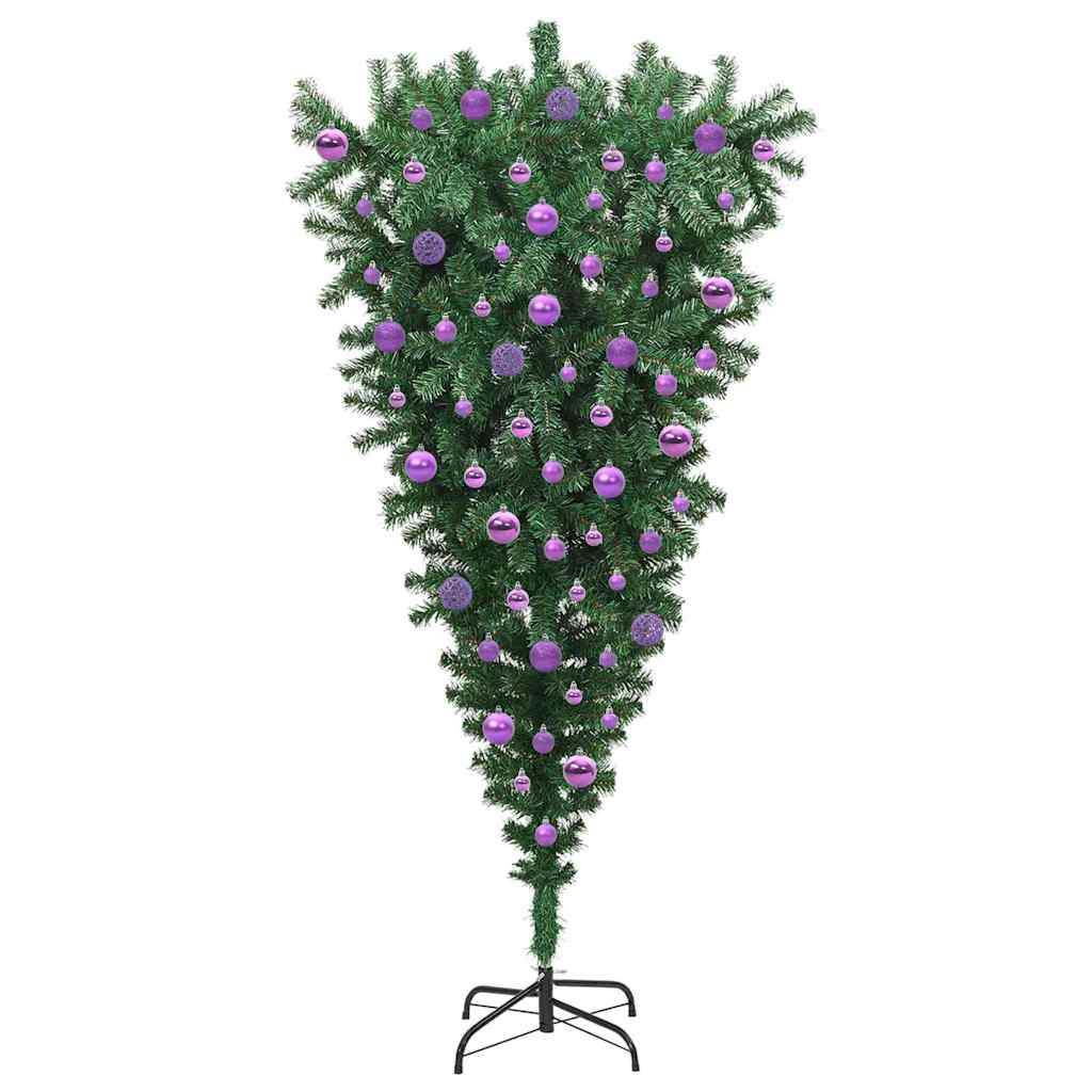 Albero di Natale artificiale preilluminato capovolto con set di palline