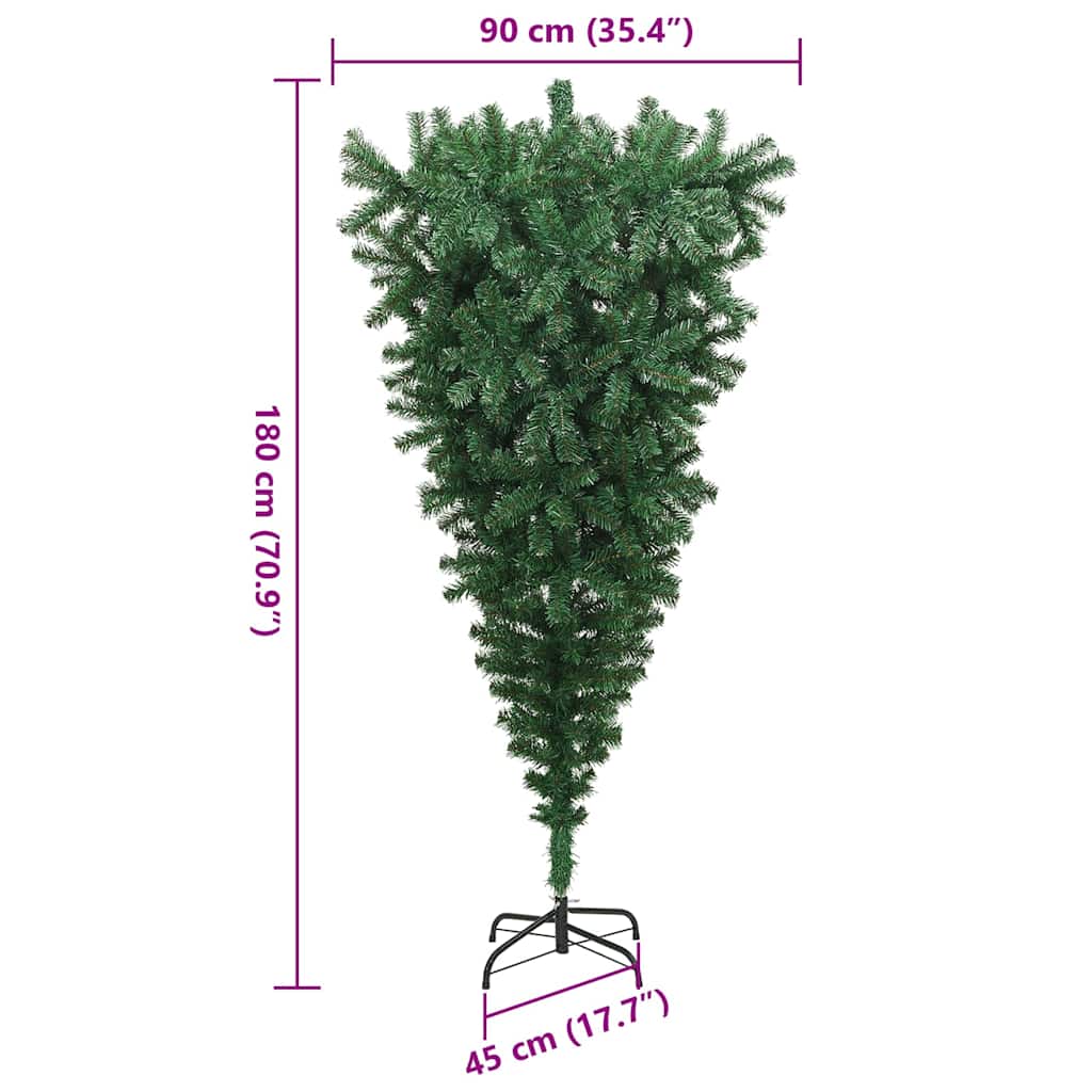 Albero di Natale artificiale preilluminato rovesciato con set di palline