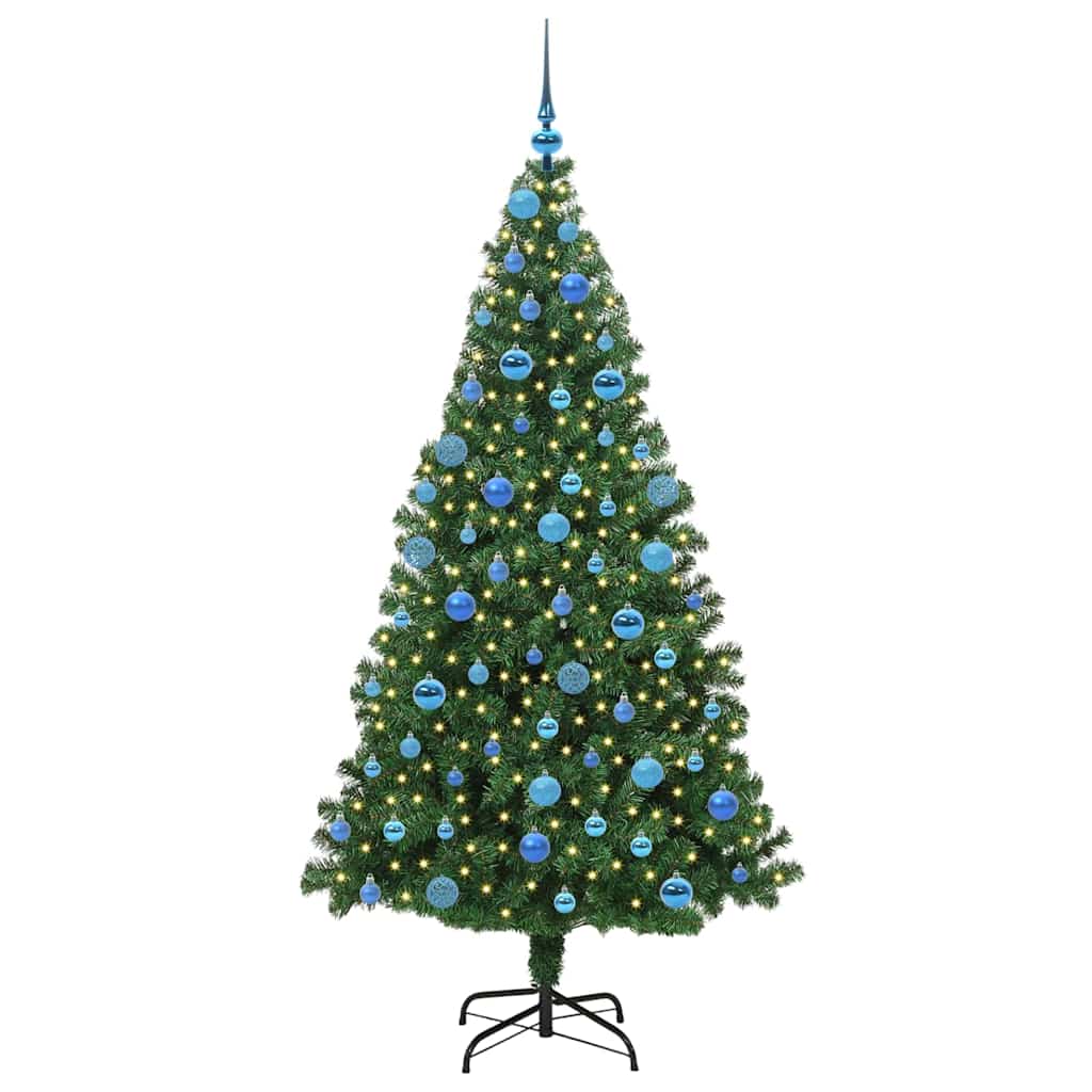 Albero di Natale artificiale preilluminato rovesciato con set di palline